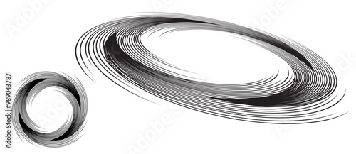 Spiral with black lines as dynamic abstract vector background or logo or icon. Abstract background with lines in circle. Artistic illustration with perspective on white background.