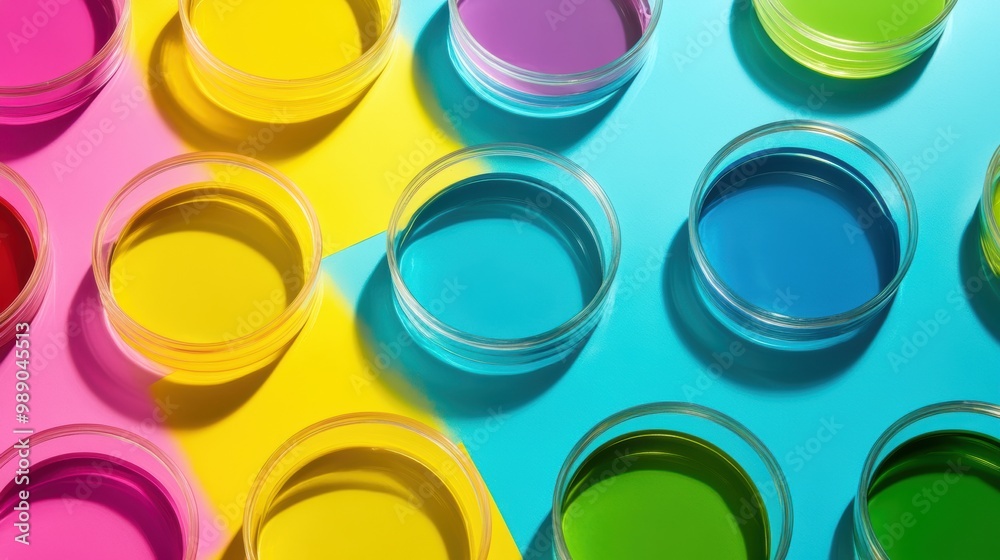 Colorful paint cans on vibrant background Colorful paint cans on vibrant background