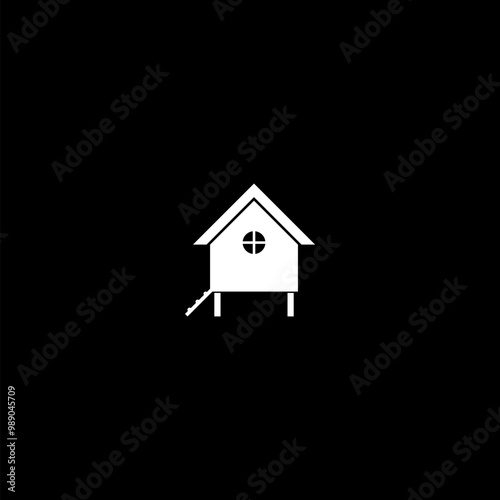 Chicken coop icon isolated on dark background