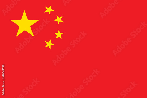 The national flag of the People's Republic of China is a red flag with five yellow stars