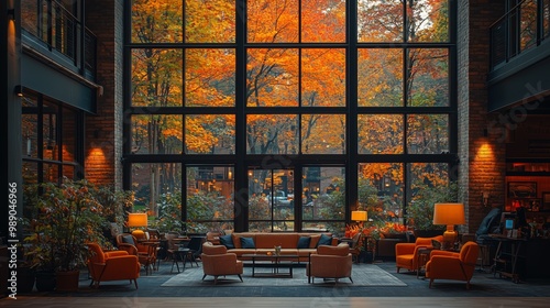 Cozy Fall Lobby with Vibrant Decor