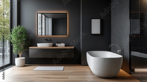 Wallpaper Mural Modern Bathroom with Sleek Fixtures and Elegant Design Torontodigital.ca