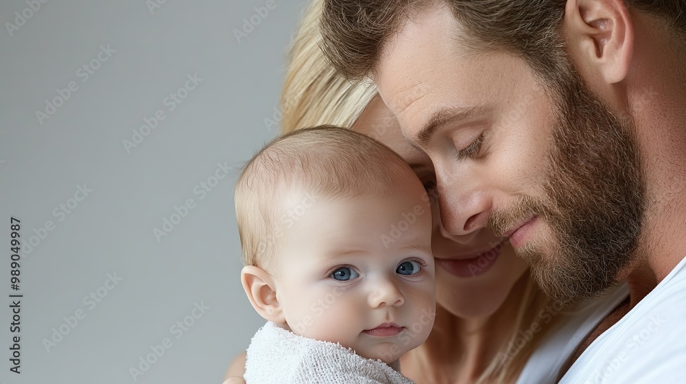 Loving Family Moment with Baby in Soft Light Loving Family Moment with Baby in Soft Light