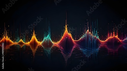 Colorful sound wave visualization on a dark background