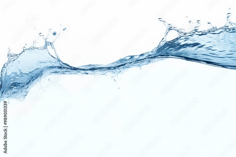 A large wave of water is crashing against a white background. The water is clear and calm, with small ripples forming around the edges. Generative AI A large wave of water is crashing against a white background. The water is clear and calm, with small ripples forming around the edges. Generative AI