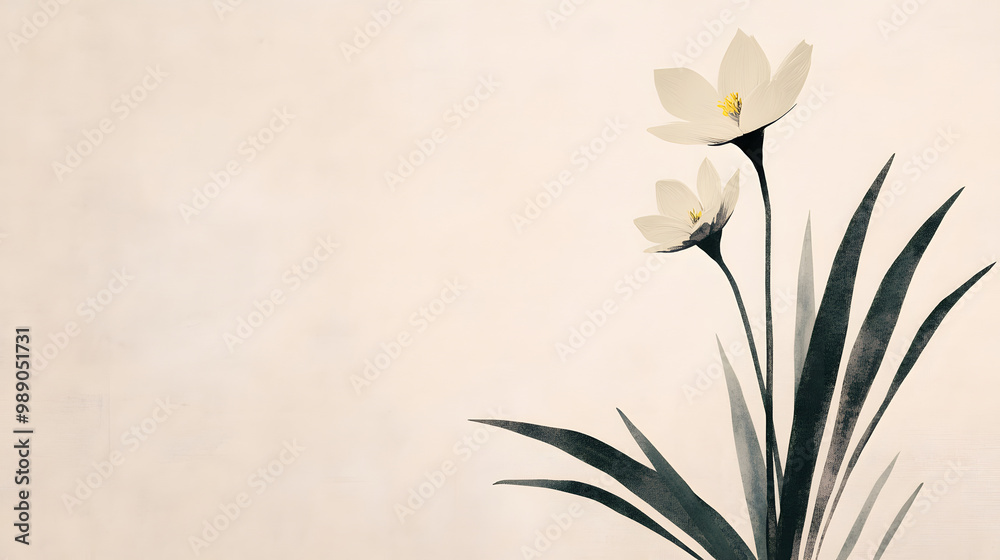 Watercolor Flower Illustration on Cream Paper Background. Watercolor Flower Illustration on Cream Paper Background.