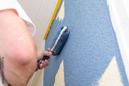 Gros plan pinceau peintre peinture bâtiment 