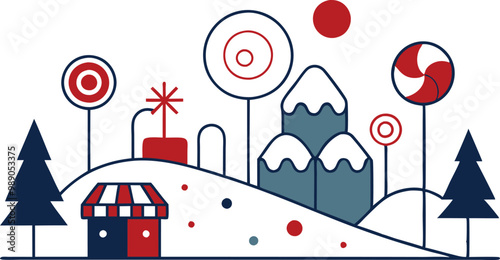 Frosty Candyland Delight Vector Illustration for Festive Fun

