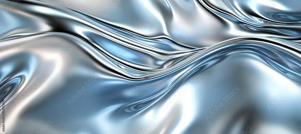Abstract Liquid Metal Effect in Silver and Blue for Tech Branding, Automotive Aesthetics