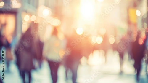 Wallpaper Mural Individuals strolling along the street, slightly out of focus, enhanced by a lens flare. Torontodigital.ca