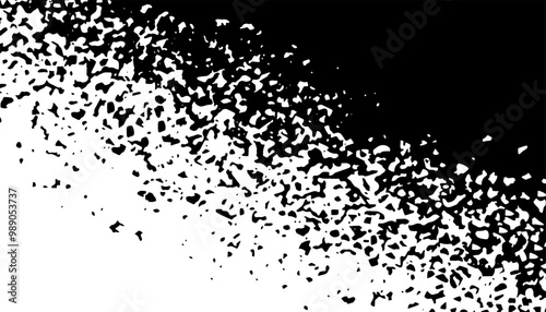 Black and white abstract and grunge transition pattern with diagonal way. Easily recoloured at your discretion. Fade and disappear transform effect. Vector Format Illustration 