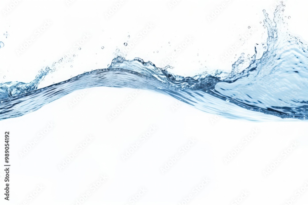 A large wave of water is crashing against a white background. The water is clear and calm, with small ripples forming around the edges. Generative AI A large wave of water is crashing against a white background. The water is clear and calm, with small ripples forming around the edges. Generative AI