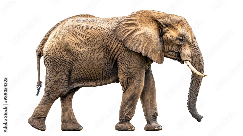 Fototapeta premium An isolated elephant standing on a white background