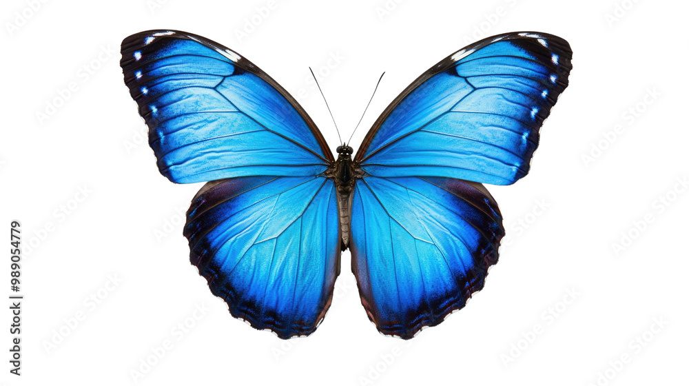 A vibrant butterfly with blue and yellow wings isolated on a white background, showcasing the beauty of nature and the colorful patterns of a tropical insect A vibrant butterfly with blue and yellow wings isolated on a white background, showcasing the beauty of nature and the colorful patterns of a tropical insect