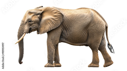 An isolated elephant standing on a white background