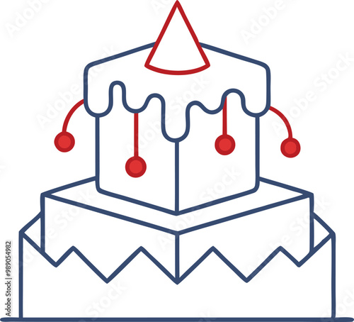 Delightful Cake on Festive Ice Vector Illustration
 photo