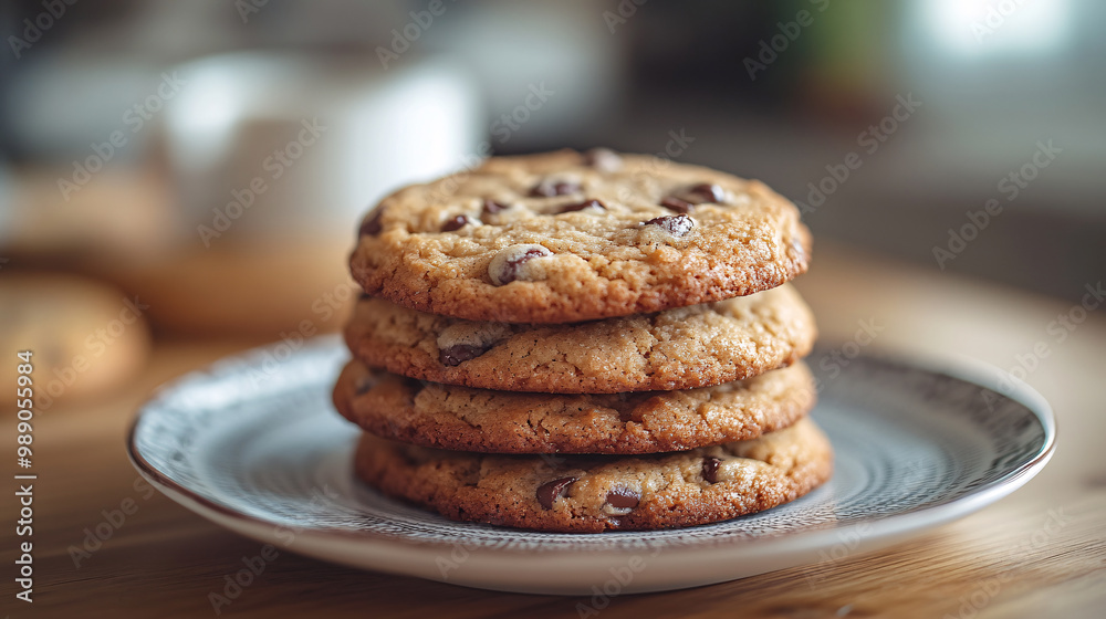 Stack of Chocolate Chip Cookies on a Plate Stack of Chocolate Chip Cookies on a Plate
