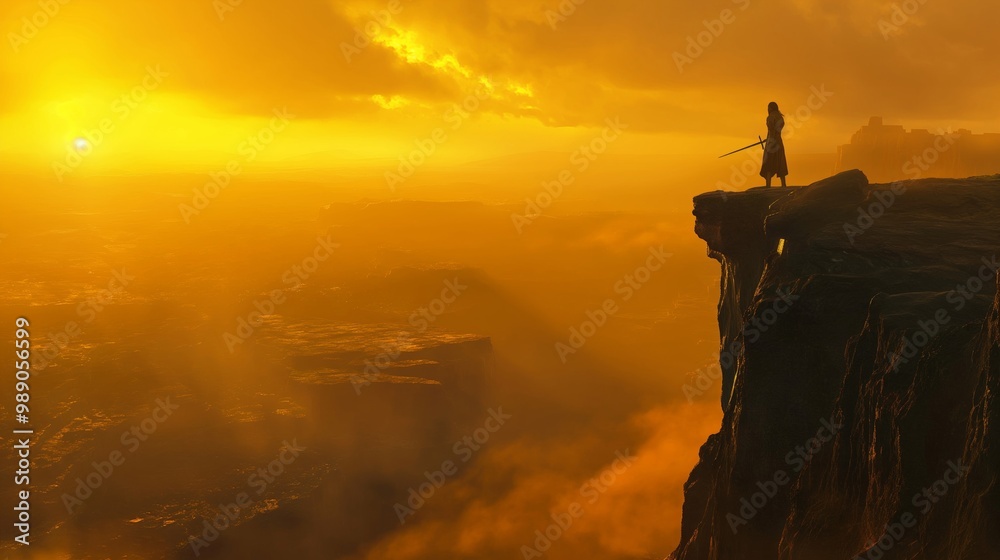 Fototapeta premium yellow scene of a shadow of knight