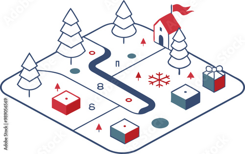 Frosty Adventures a Winter Quest Board Game with Vector Illustrations
