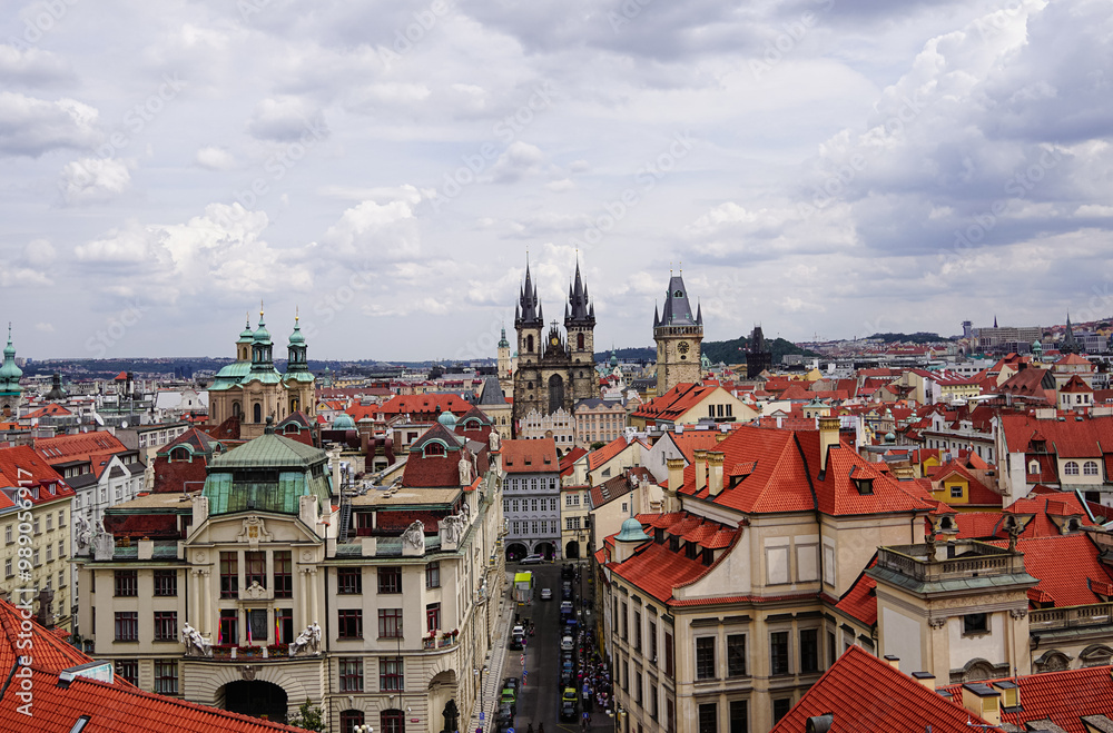 High angle view of a city against cloudy sky High angle view of a city against cloudy sky