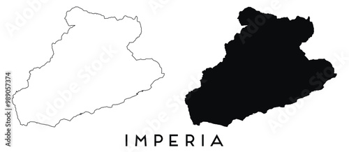 Imperia map outline and black silhouette vector
