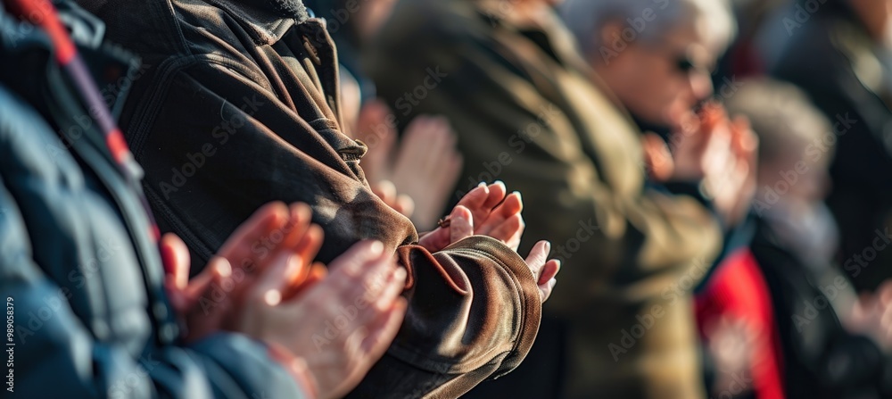 Veterans Showing Respect with Hands Over Hearts During National Anthem at Veterans Day Event Veterans Showing Respect with Hands Over Hearts During National Anthem at Veterans Day Event