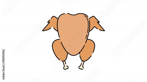 Chicken Meat Illustration motion graphic animation with alpha channel.