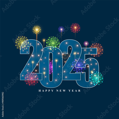Vector illustration of Happy New Year 2025 social media feed template
