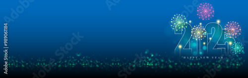 Vector illustration of Happy New Year 2025 social media feed template