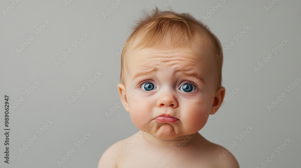 Baby with Furrowed Brow Expressing Confusion Baby with Furrowed Brow Expressing Confusion