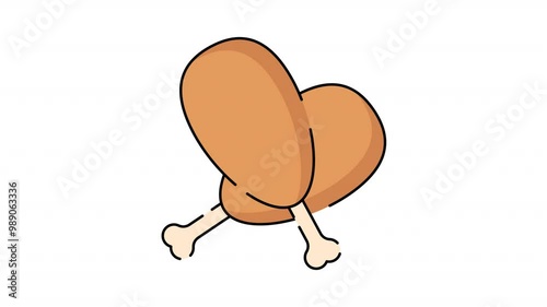 Chicken Thighs Illustration motion graphic animation with alpha channel.