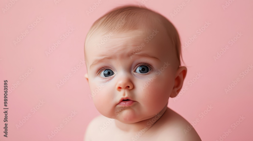 Confused Baby with Curiosity in Gentle Lighting Confused Baby with Curiosity in Gentle Lighting