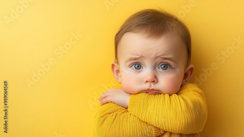 Baby Resting on Arms with Thoughtful Expression