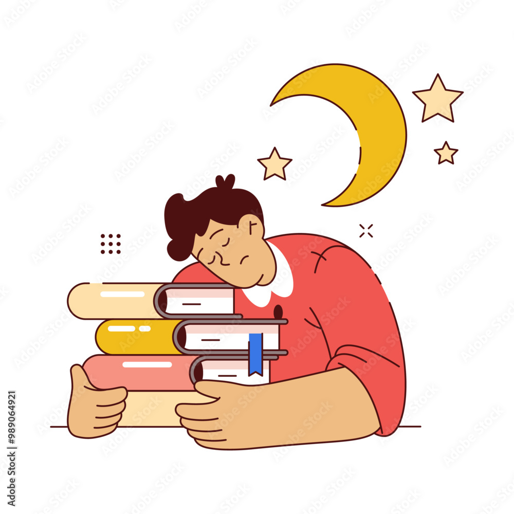Student fell asleep, sleeping on books during preparation for ...