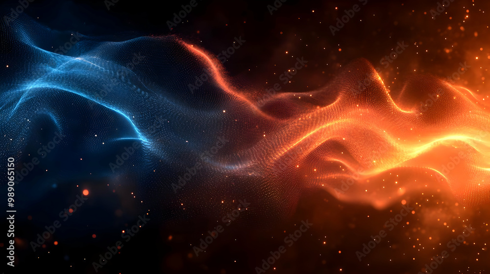 Abstract Digital Wave with Glowing Particles Abstract Digital Wave with Glowing Particles