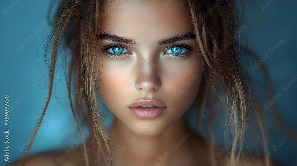 Close-up Portrait of a Woman with Stunning Blue Eyes and Blonde Hair Close-up Portrait of a Woman with Stunning Blue Eyes and Blonde Hair