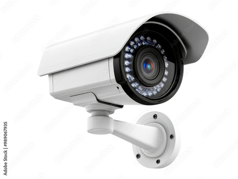 Surveillance camera with infrared capabilities, white isolate background. transparent background Surveillance camera with infrared capabilities, white isolate background. transparent background
