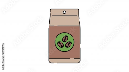 Coffee Powder Illustration motion graphic animation with alpha channel.