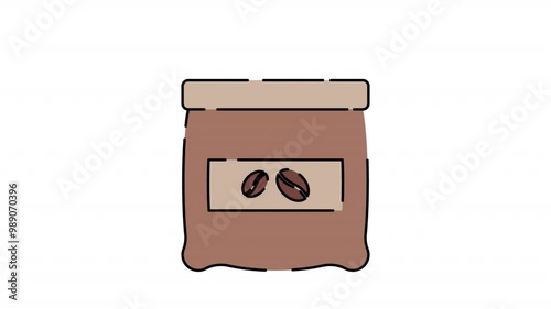 Coffee beans Illustration motion graphic animation with alpha channel.