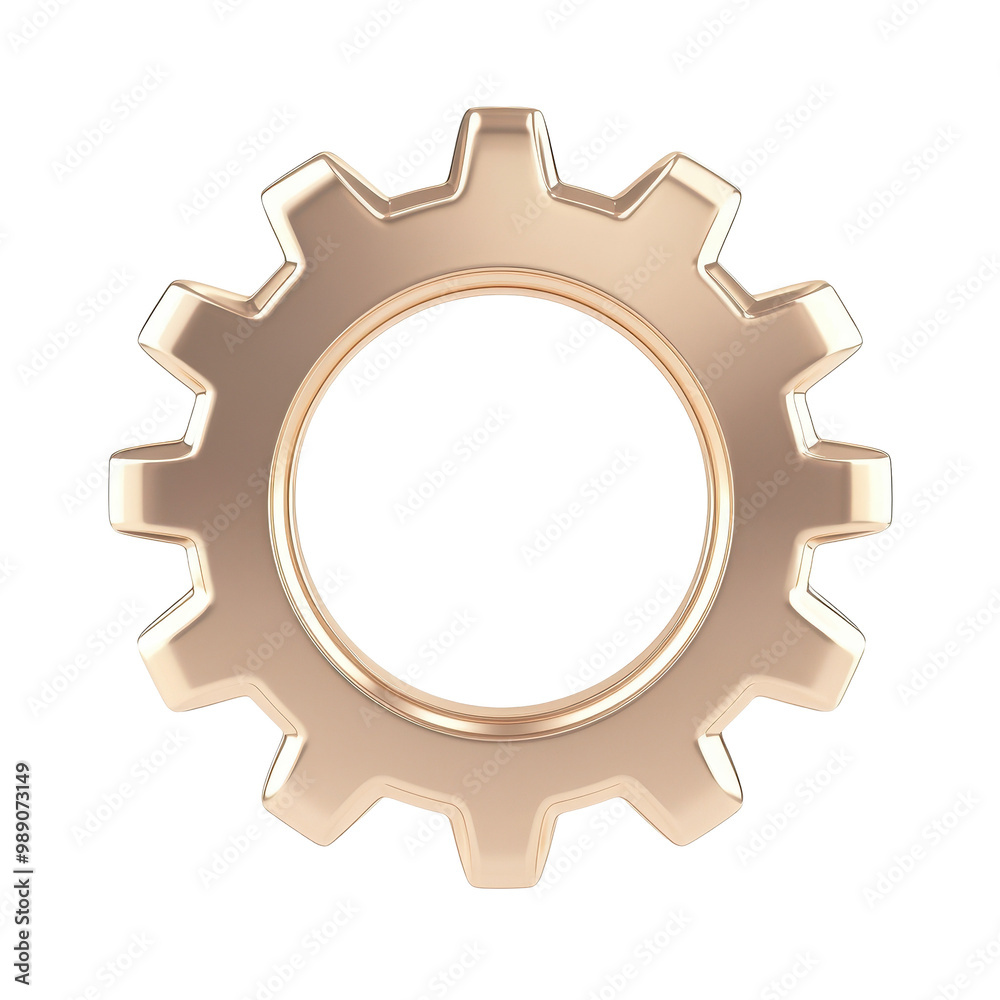 A gold colored gear with a white background A gold colored gear with a white background