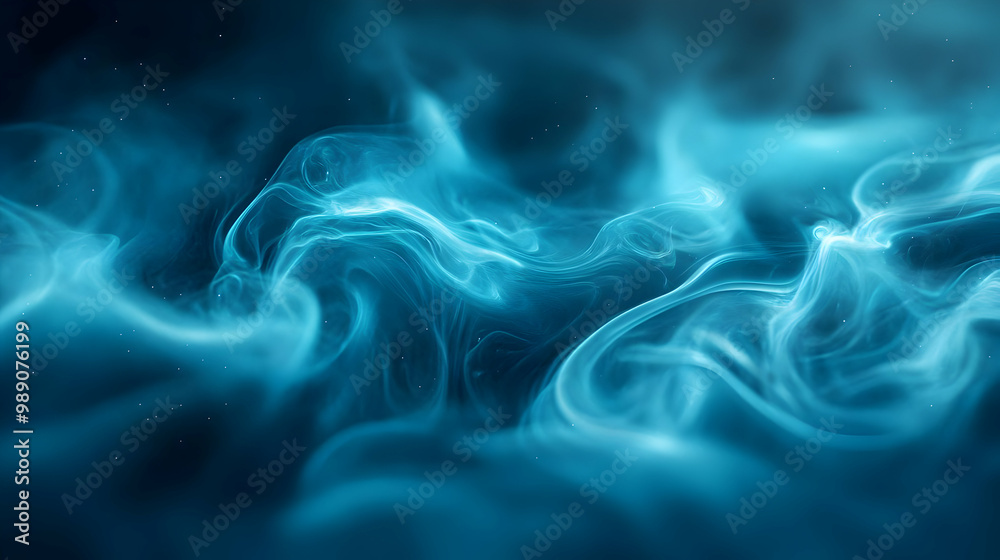 Abstract Blue Smoke Swirling Design, Dynamic Motion,  Beautiful Background
