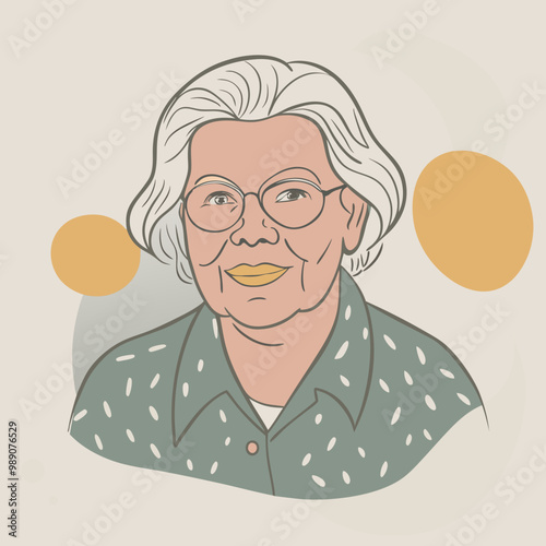 Grandma, Elderly Woman and Family Concept Vector Illustration