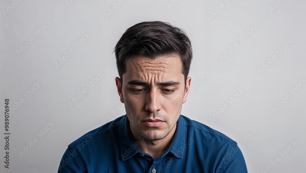 Bored man in plain white background Bored man in plain white background