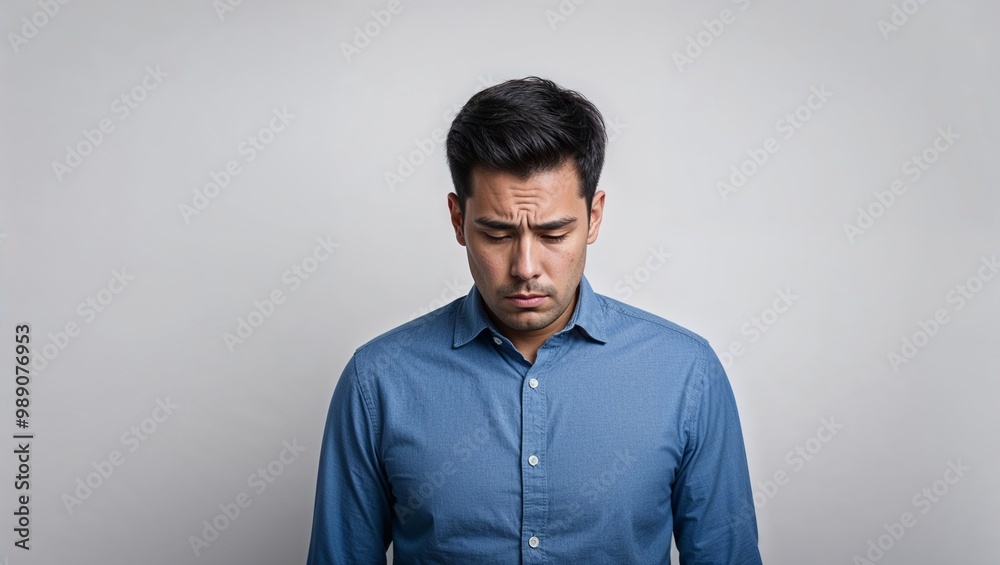 Obraz premium Bored man in plain white background