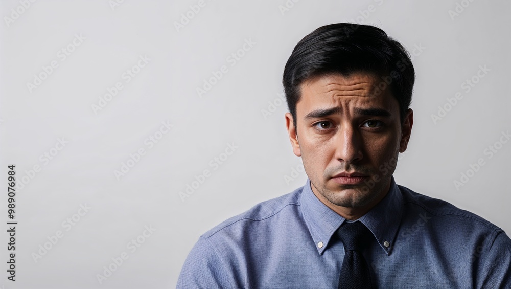 Bored man in plain white background Bored man in plain white background