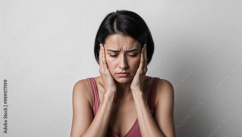 Bored woman in plain white background Bored woman in plain white background