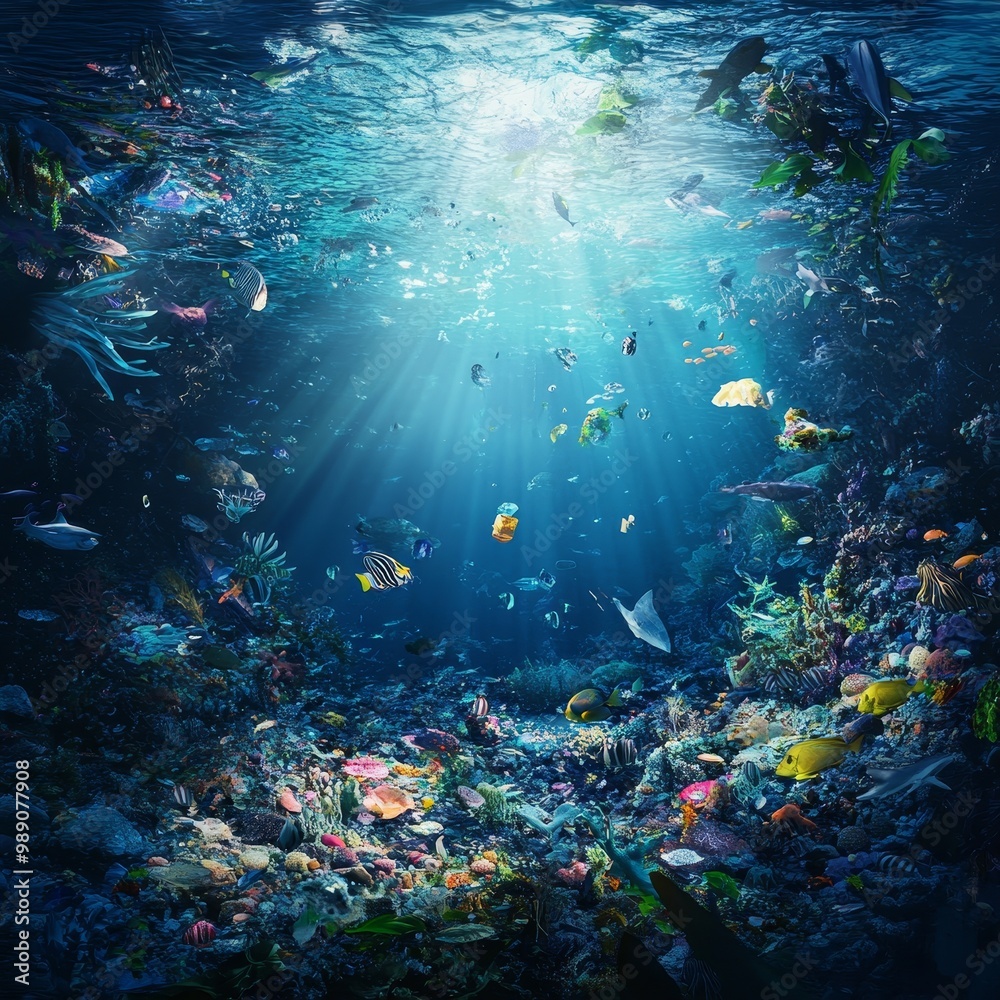 custom made wallpaper toronto digitalPlastic Waste Floating in the Deep Ocean