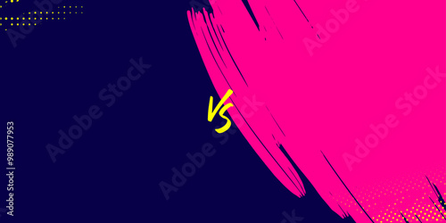 VS Match Sport Background with Pink and Dark Blue Brush Stroke Split Design for Competitive Matchup Events, Battle Versus and Sports Events Banner