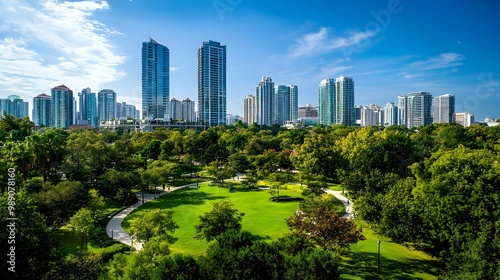 Lush green urban oasis amid...