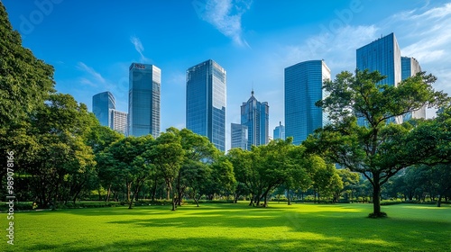 Lush Green Park Oasis Surro...